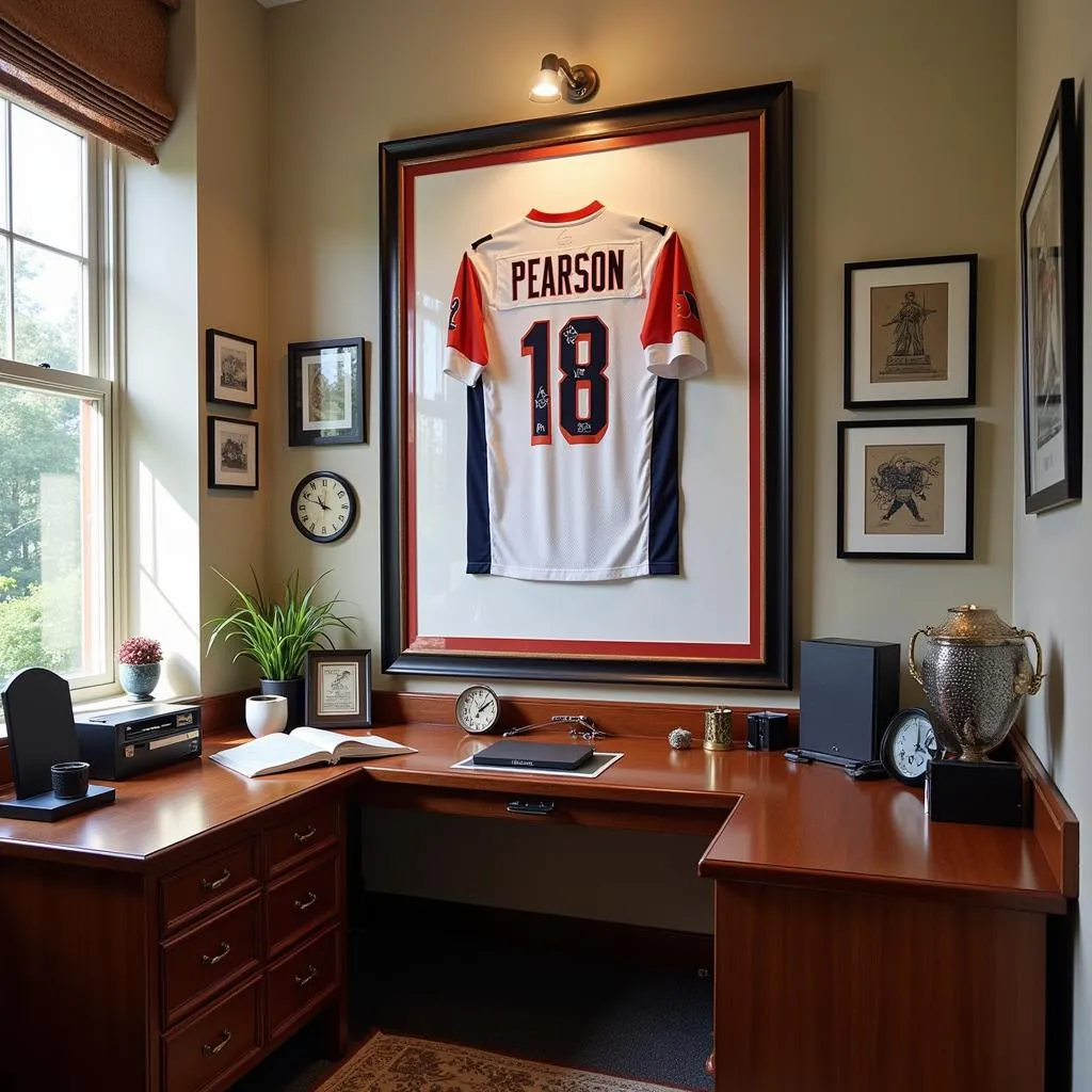  Displaying a Drew Pearson Signed Jersey in a Home Office