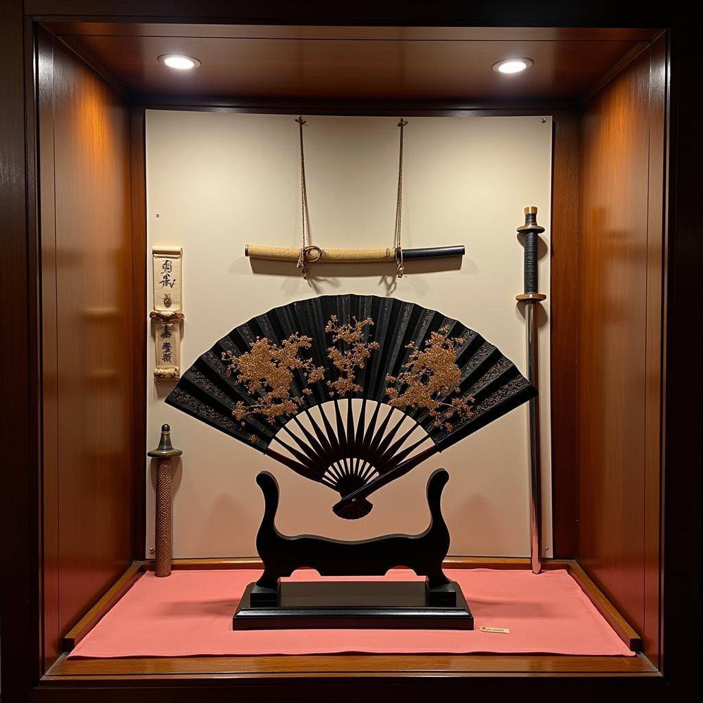 Displaying a Japanese war fan