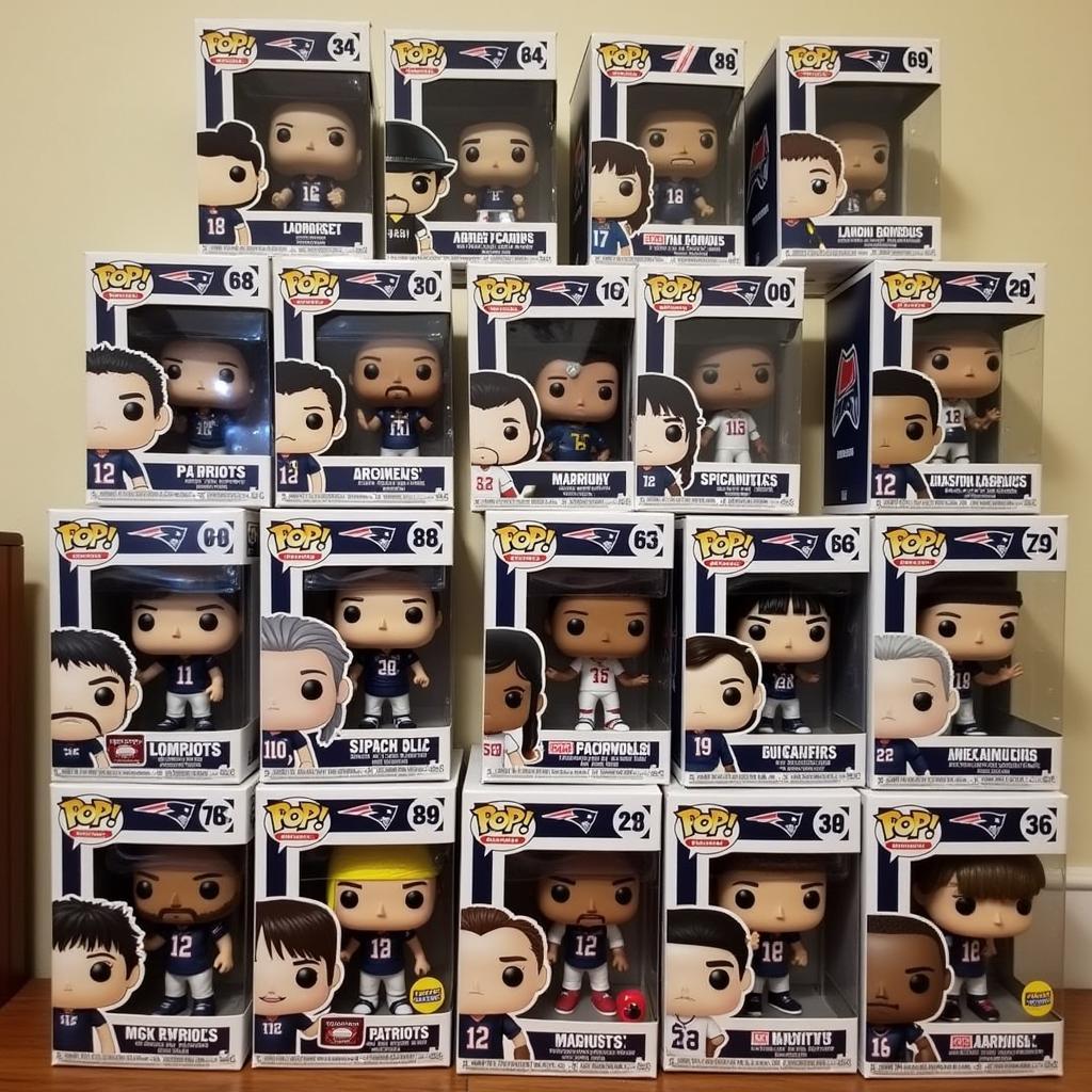 Displaying New England Patriots Funko Pops in a protective case