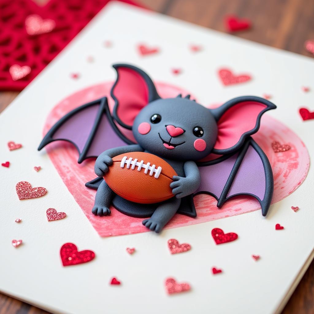 Handmade Bat Valentines Day Card with a Football Theme