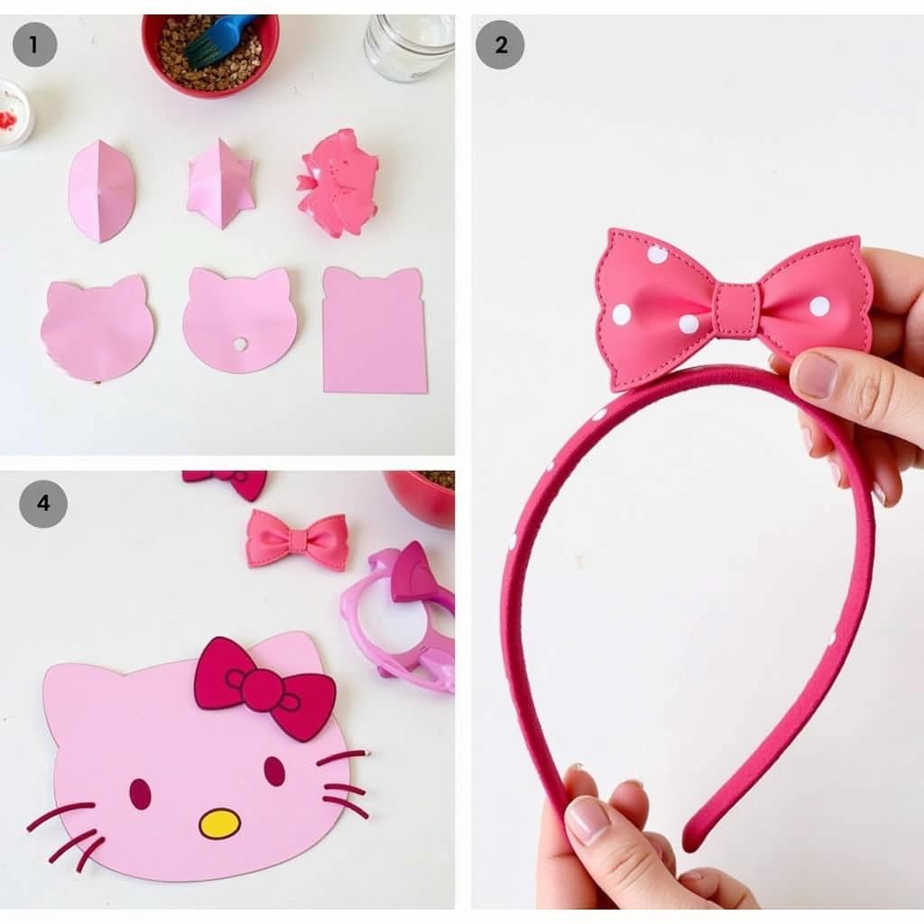 DIY Hello Kitty Bow Hair Accessories