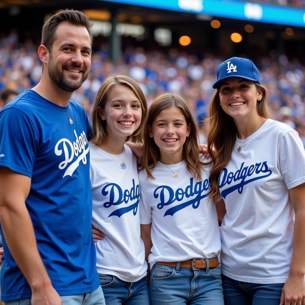 Family Wearing Dodger Shirts