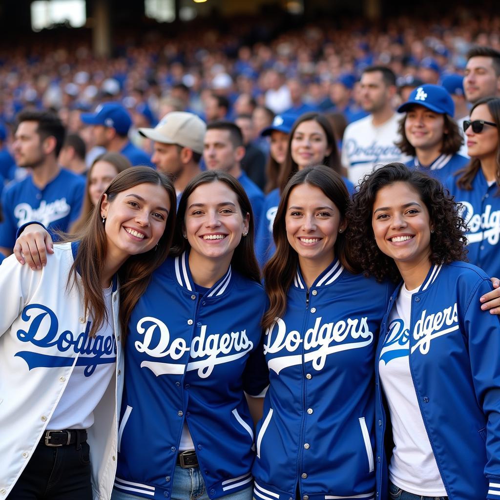 Dodgers Fans Wearing Championship Jackets