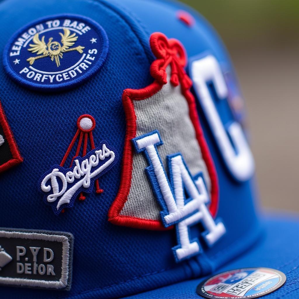 Close-Up of Dodgers Fitted Hat Patch Details