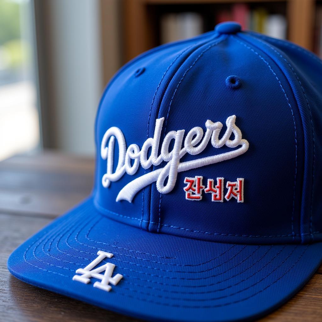 Dodgers Korean Hat Close-Up