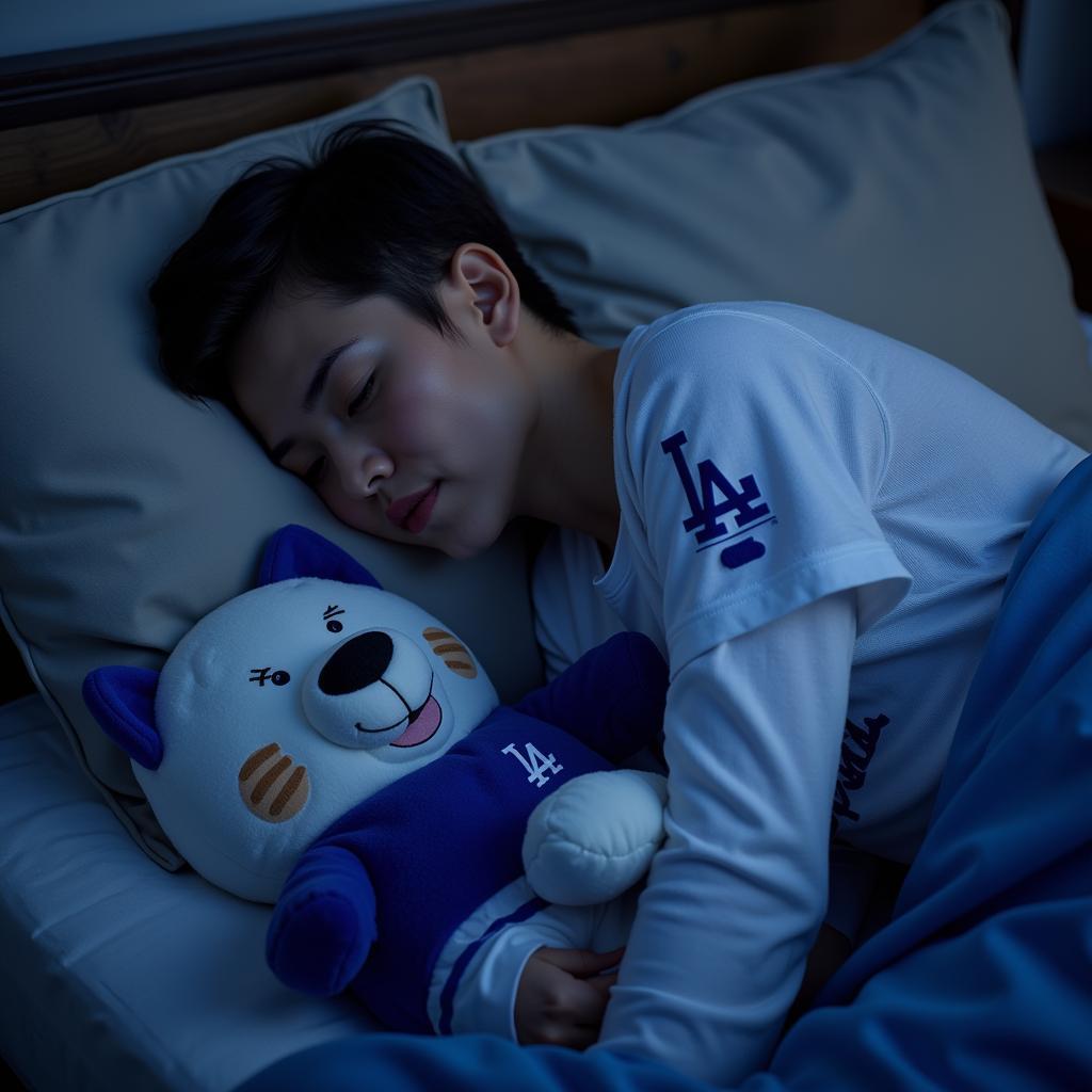 Dodgers Pillow Fan Sleeping