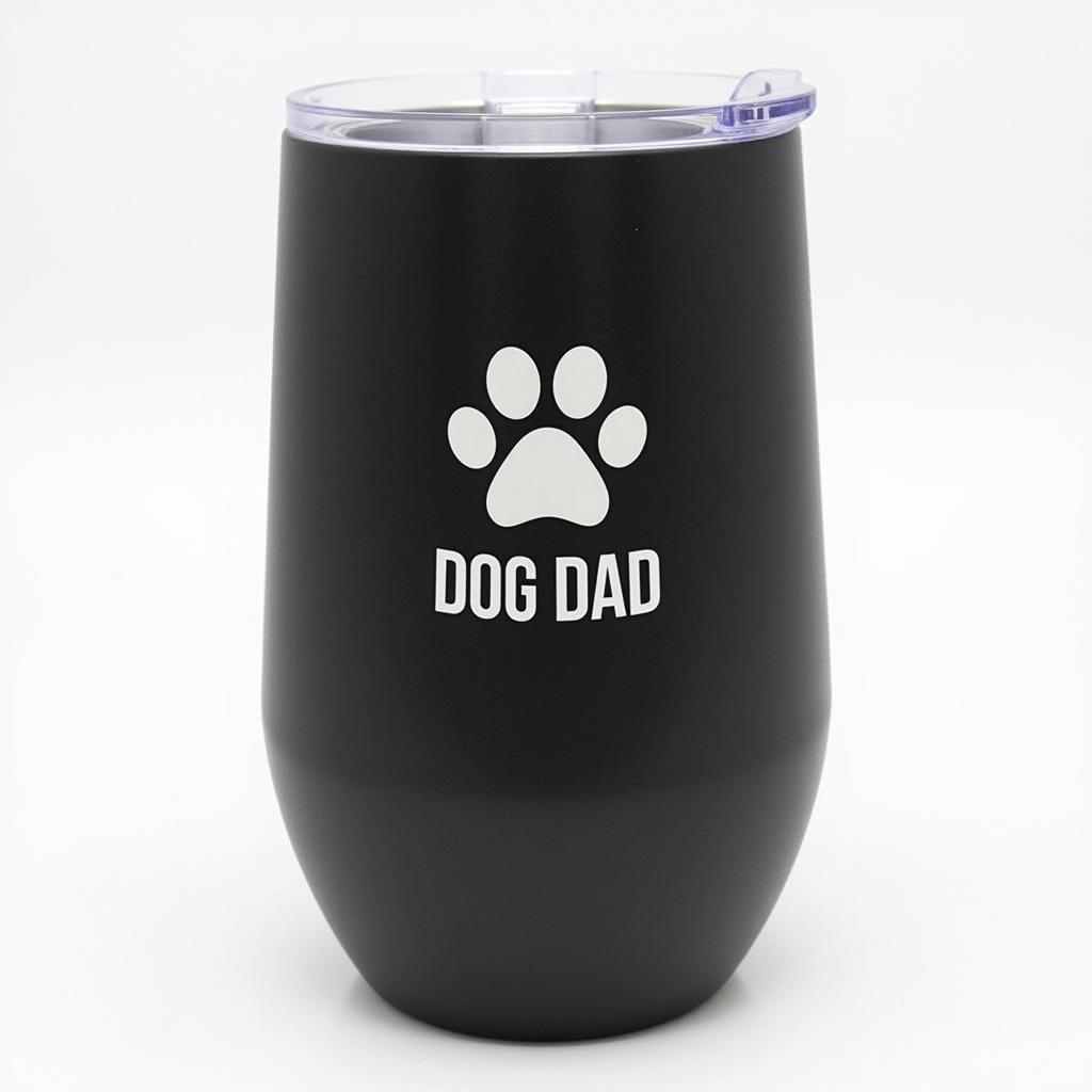 Dog dad tumbler with paw print design