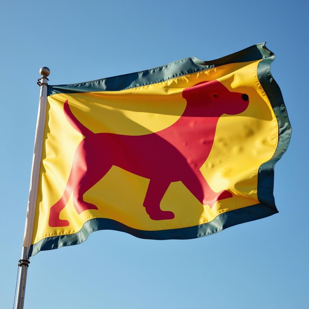 Durable dog flag flying in the wind