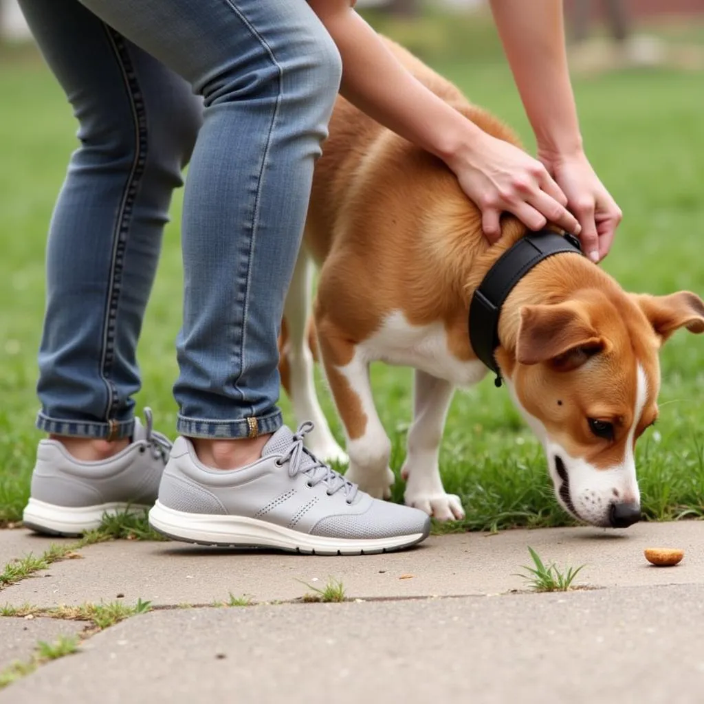 Dog practicing the &quot;leave it&quot; command