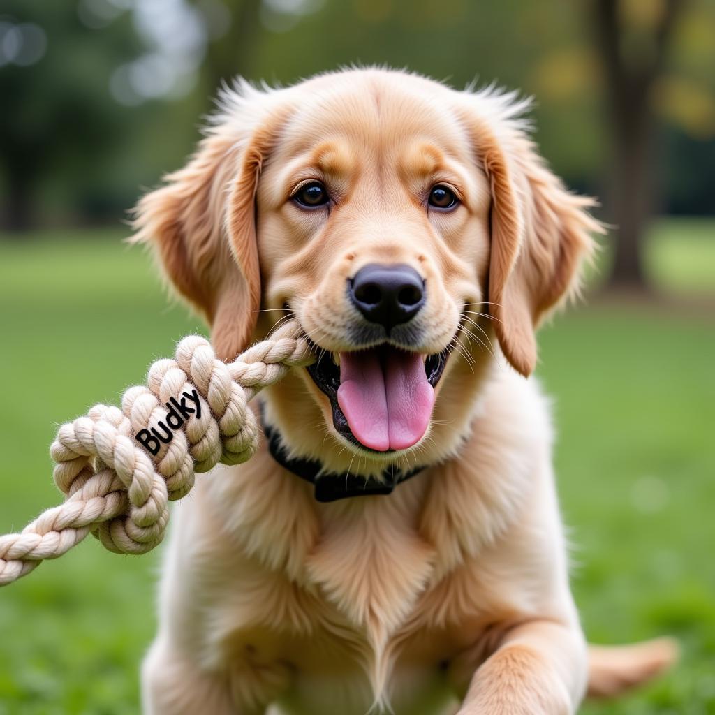 Happy Dog with Personalized Toy