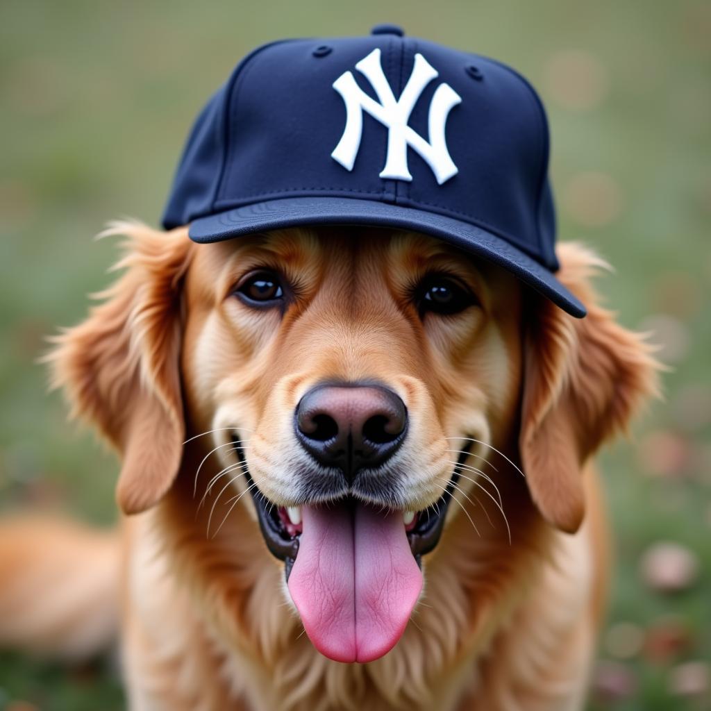 Dog Sporting a Yankee Hat