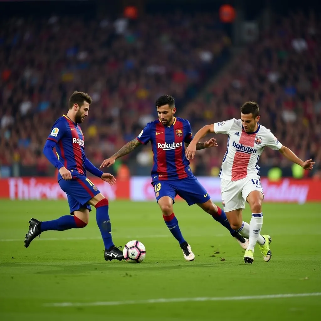 Barcelona midfield passing sequence demonstrating the Don Roberto feed