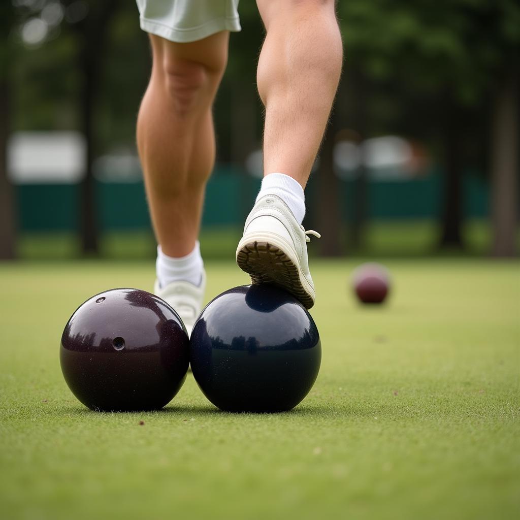 Frenkie de Jong demonstrating footwork drills with a double ball bowling bag