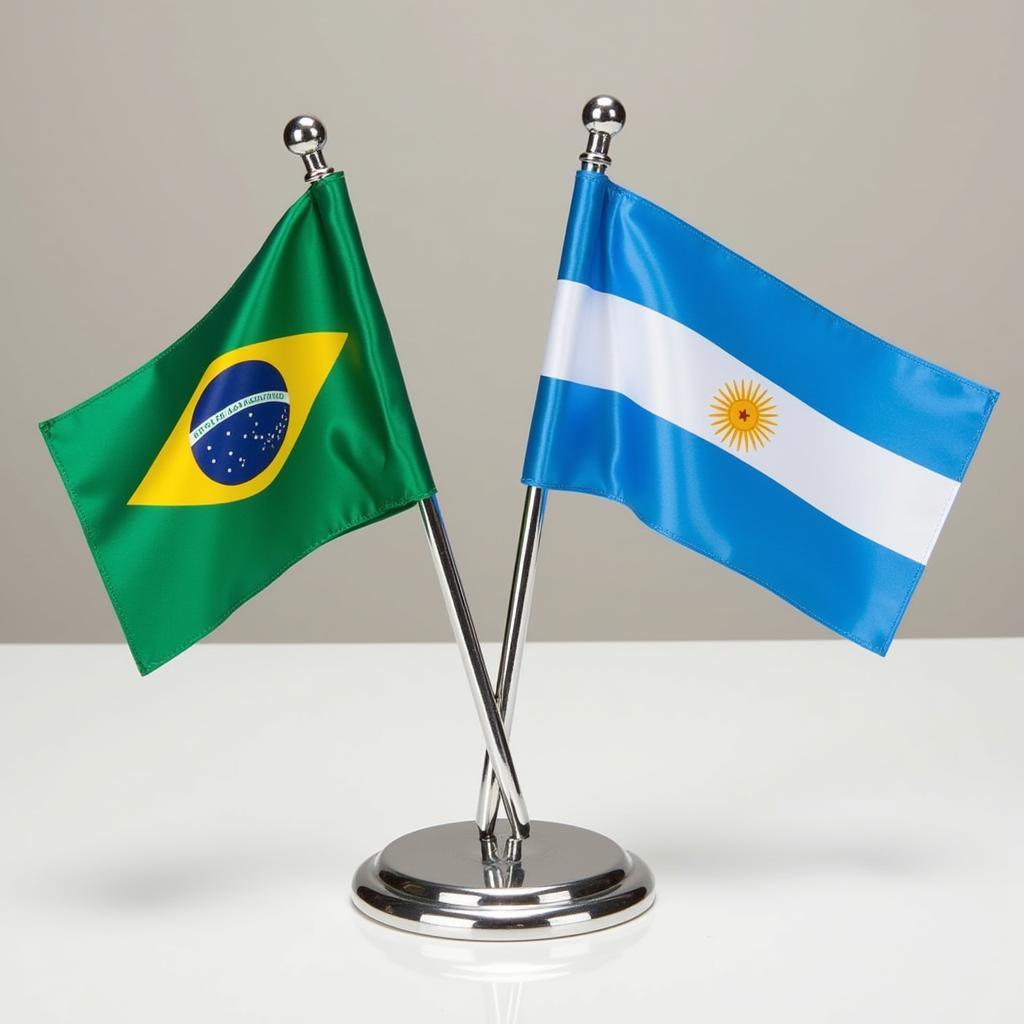 Double Mini Flag Stand Displaying Two Flags 