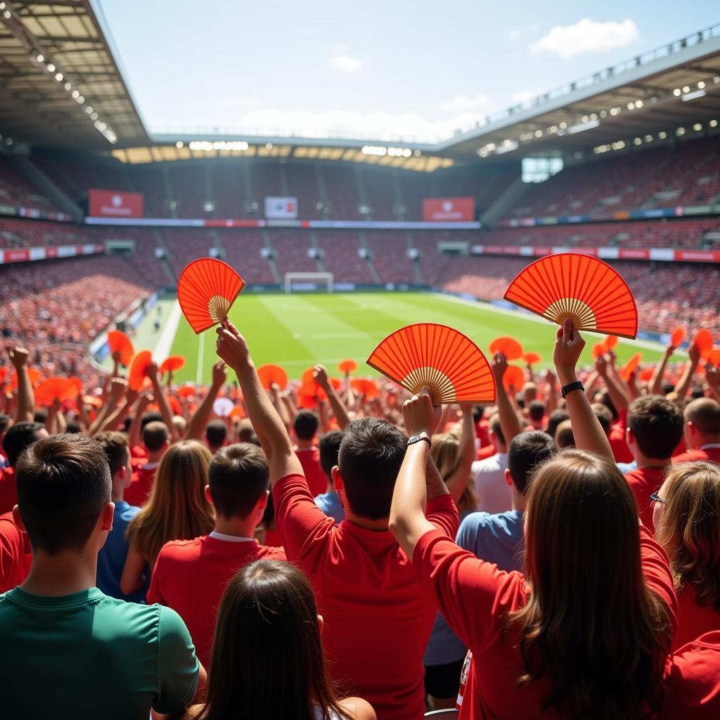 Double sided hand fans at sporting events