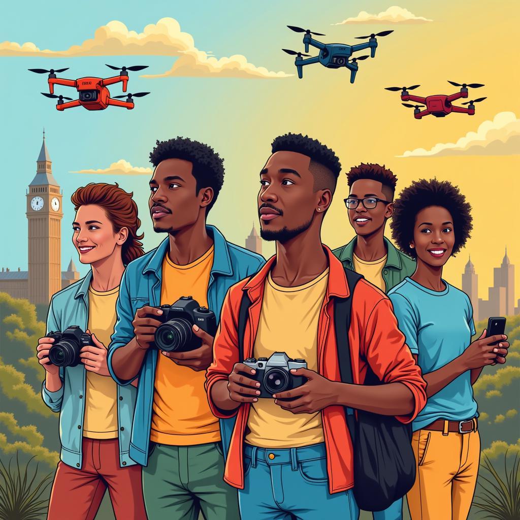 Diverse Drone Enthusiasts Enjoying Their Hobby