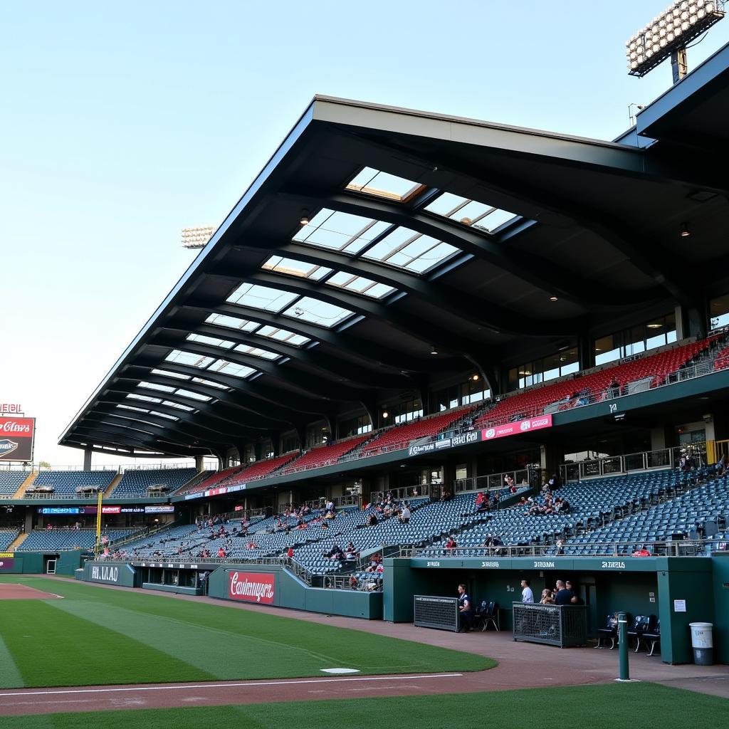 Modern Dugout Roof Design in a Baseball Stadium