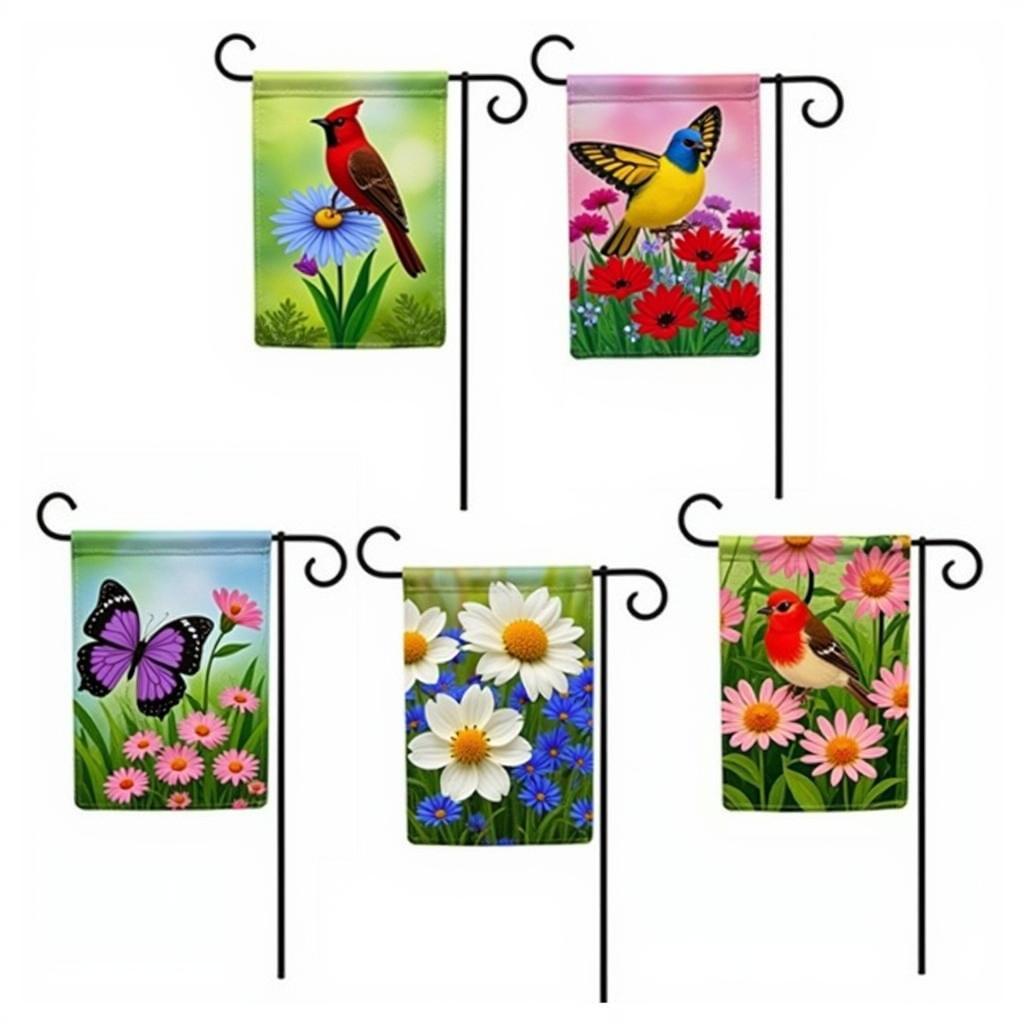 Durable garden flags featuring spring themes like butterflies and birds