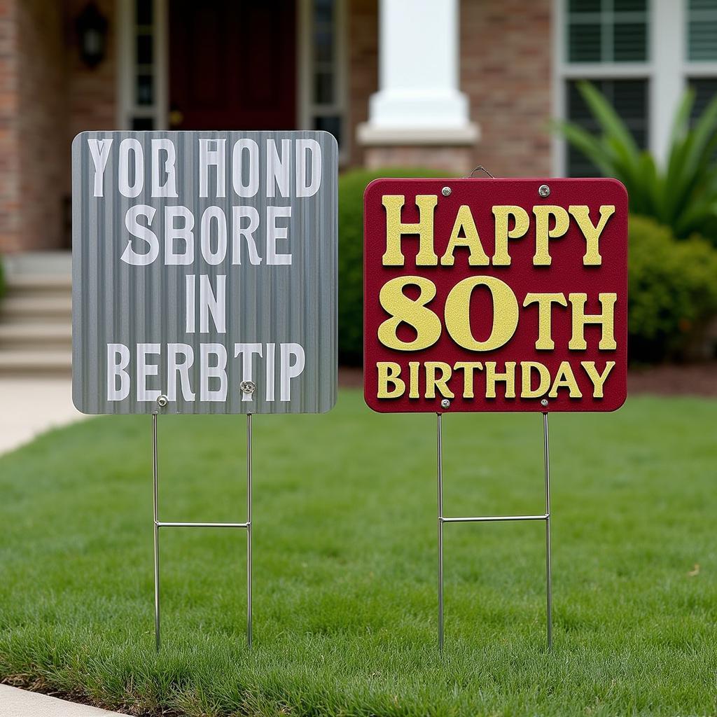 Durable and Weather-Resistant 80th Birthday Yard Signs made from Corrugated Plastic and Metal