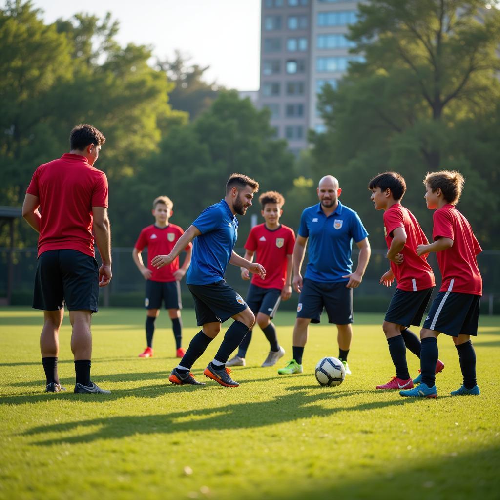 Professional coaches guiding young players at dynasty camp