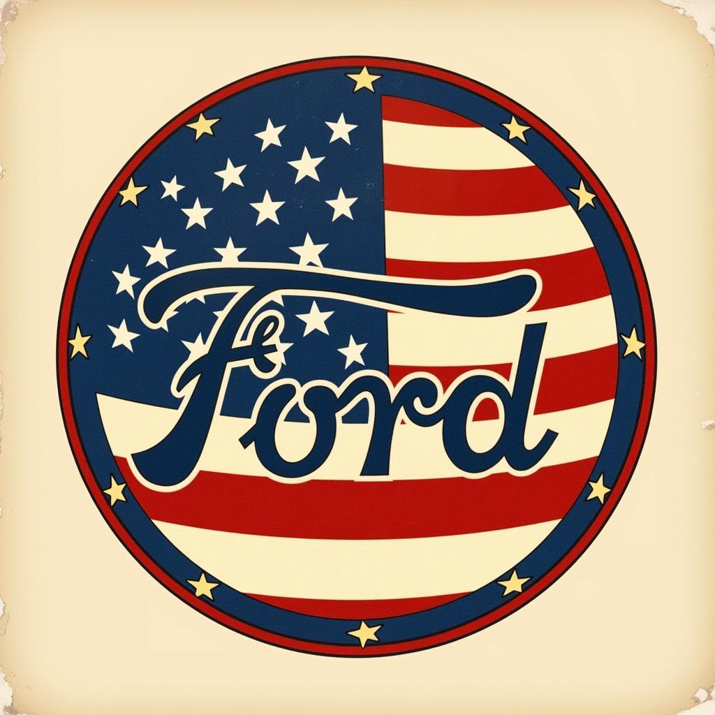 Early Ford Logo Featuring the American Flag