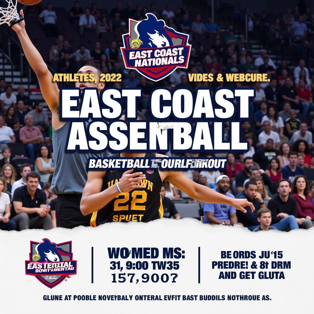 Promotional poster for the 2024 East Coast Nationals basketball tournament, featuring a dynamic design and key event details.