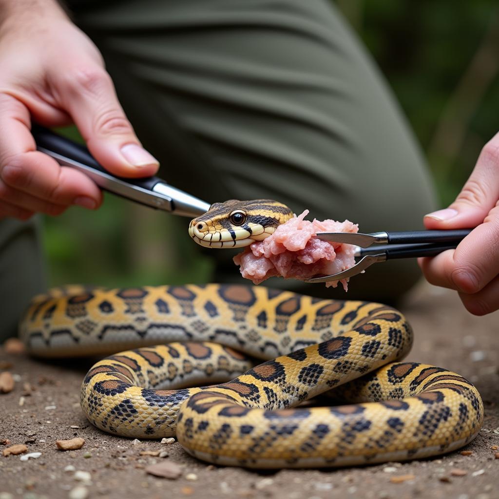 Feeding an Eastern Diamondback Rattlesnake