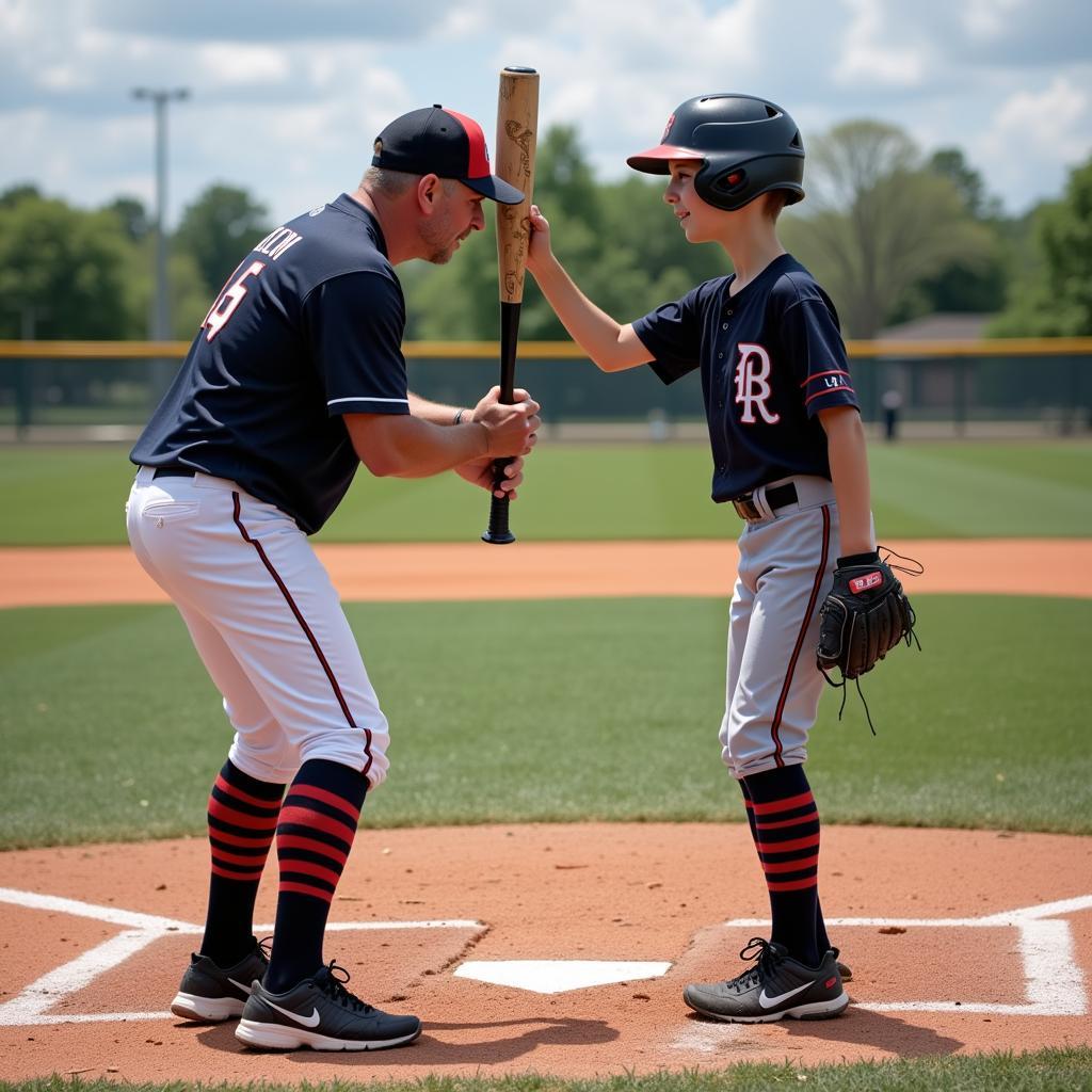 Eastern Mass All Stars Baseball Coach Instructing Player