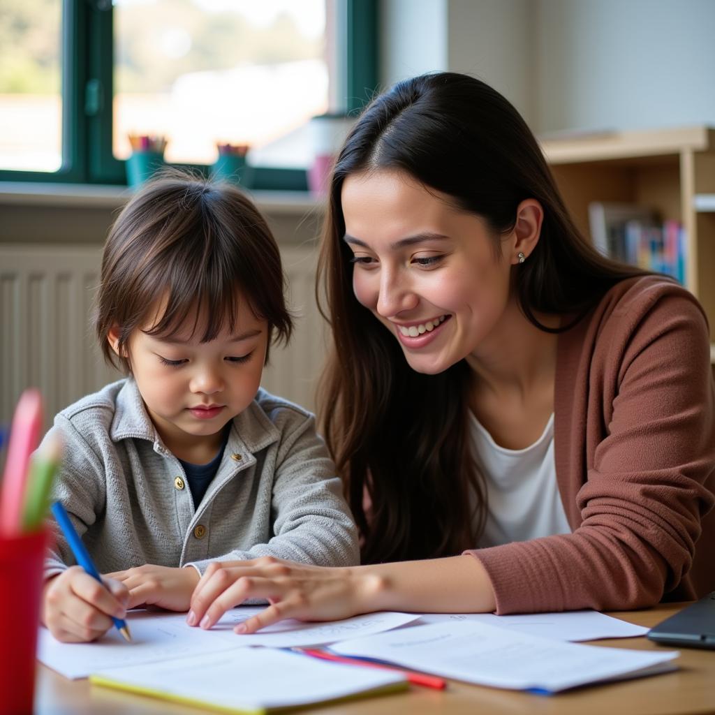 Educator Providing Individualized Support to a Student