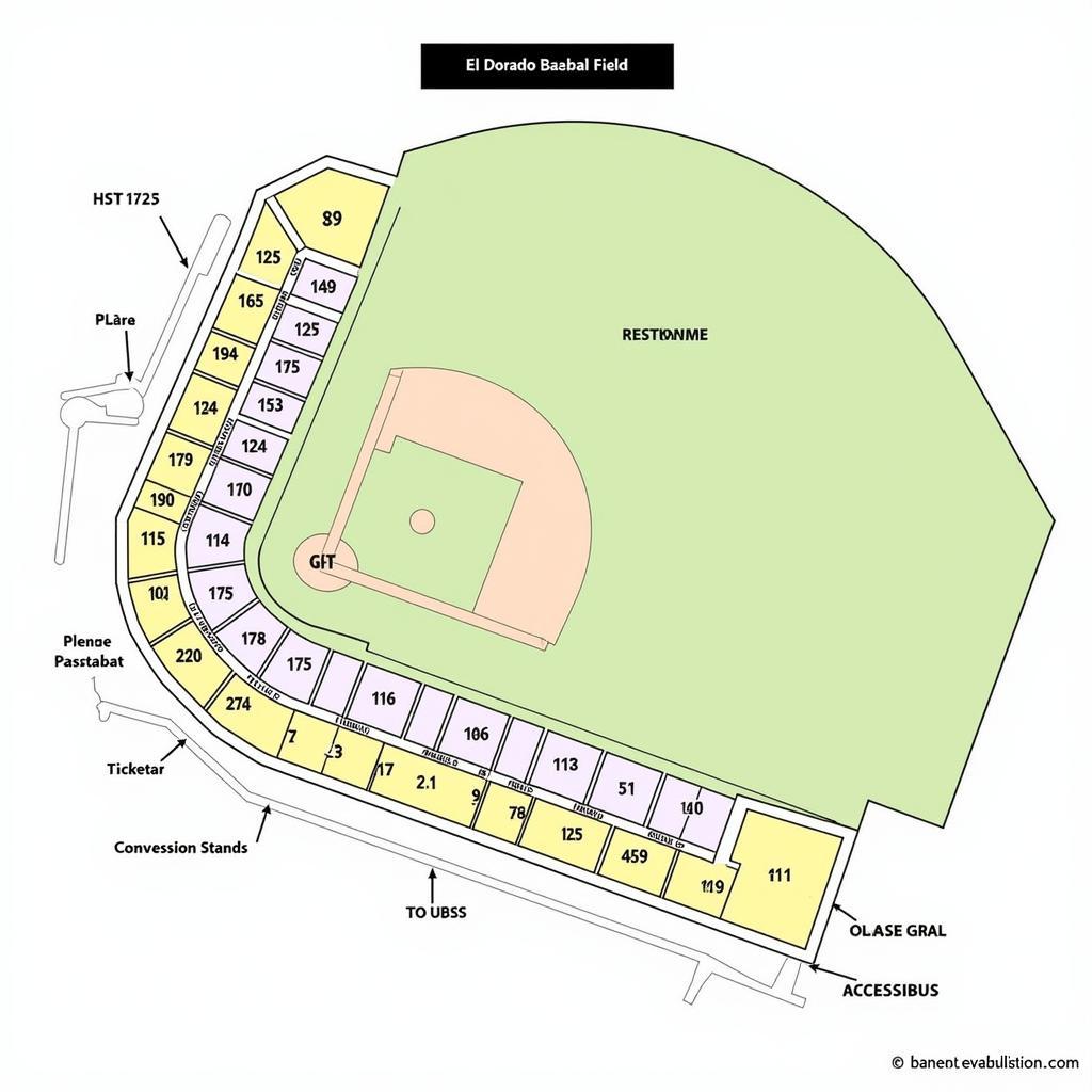 Seating Chart for El Dorado Baseball Field