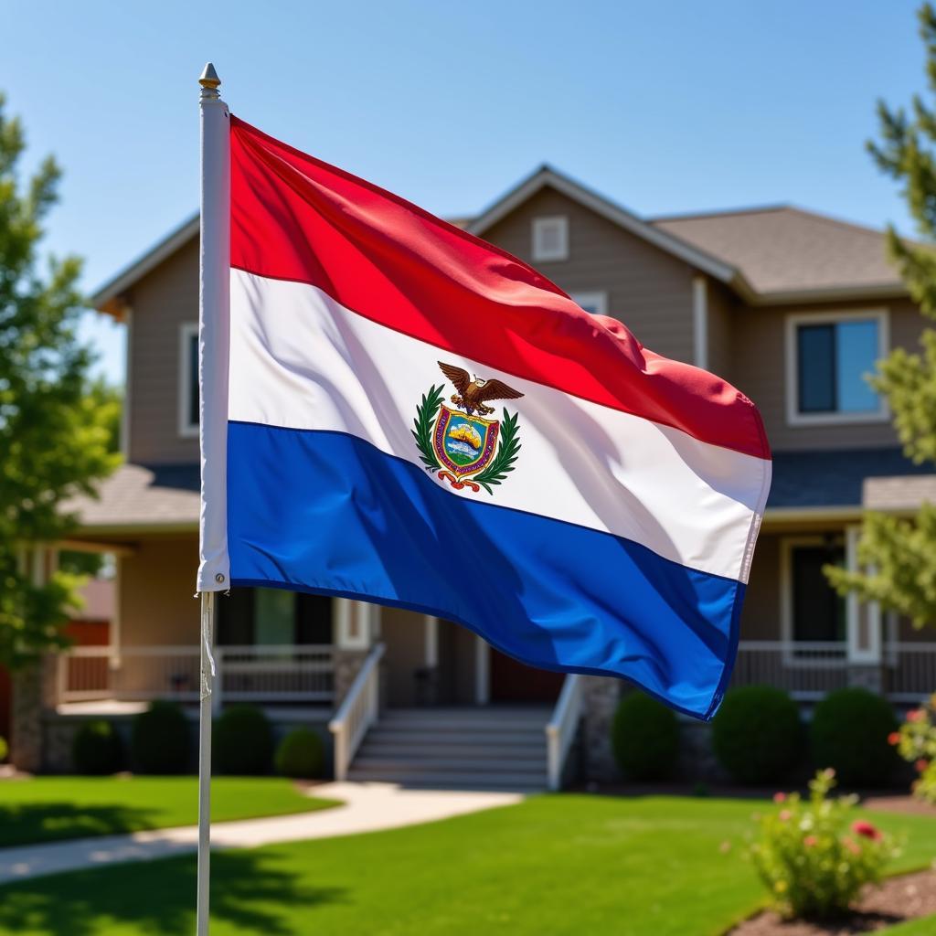 El Salvador flag displayed outdoors