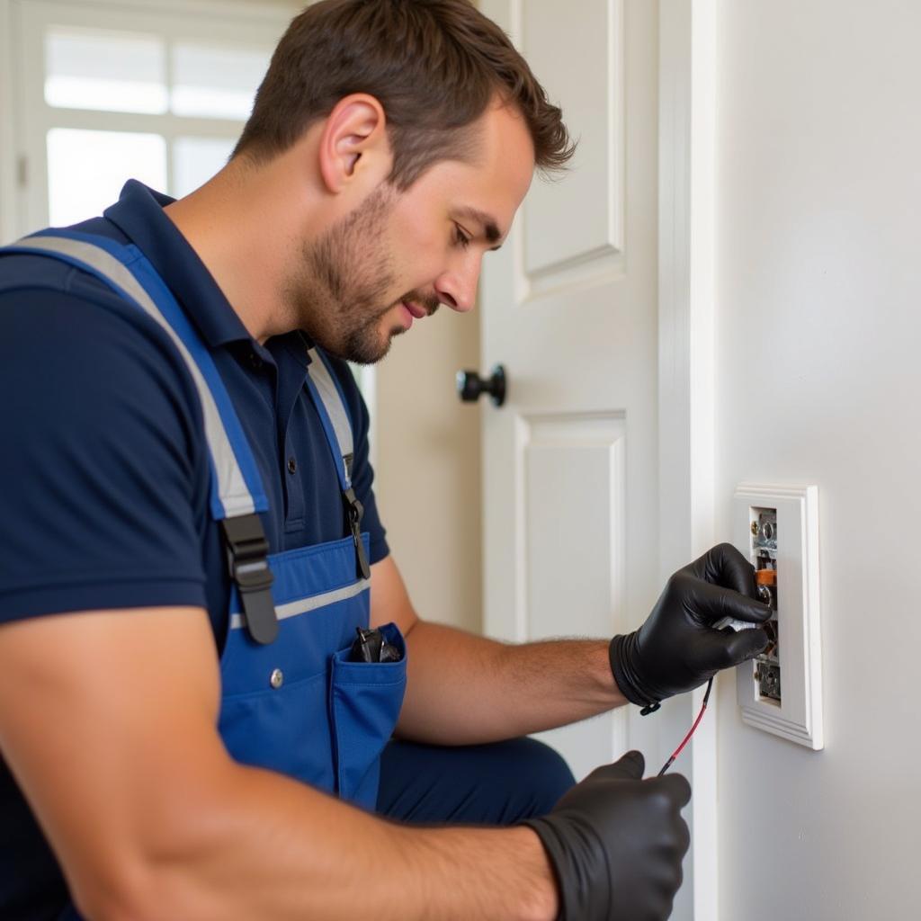 Electrician Installing 220V Outlet in Tampa