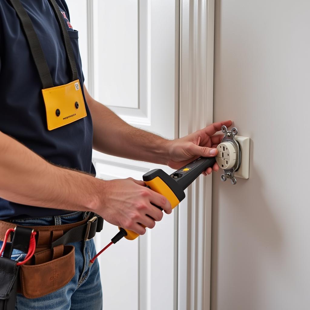 Electrician Installing a Wall Plate