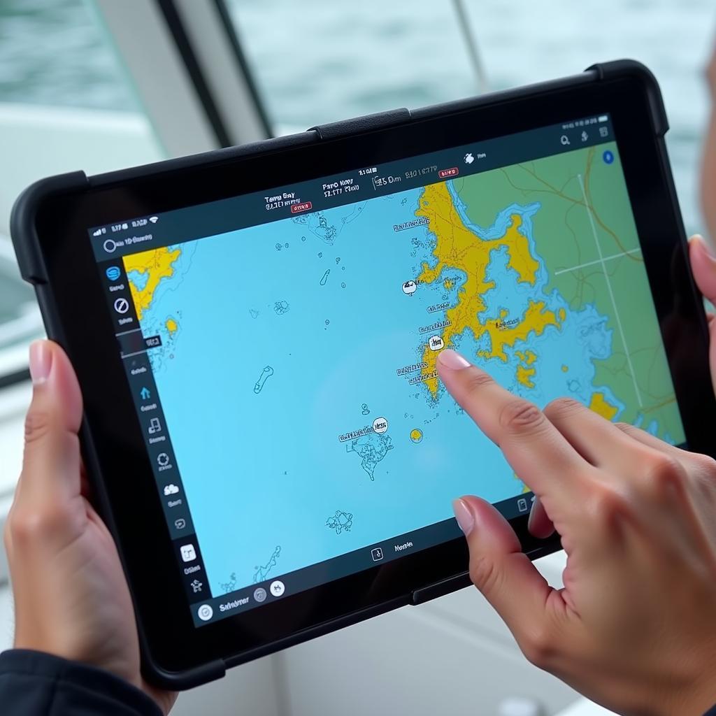 Electronic Nautical Chart of Tampa Bay on Tablet