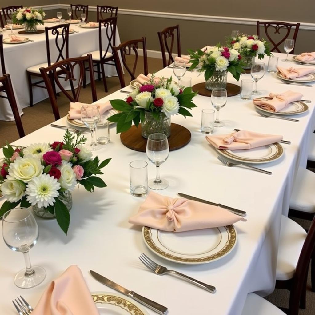 An elegant table setting featuring square disposable plates