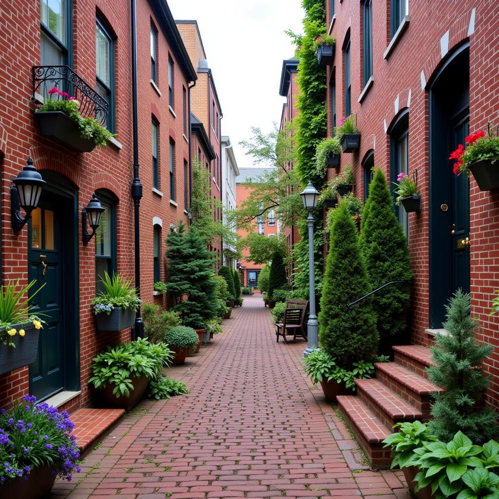 Elfreth's Alley, the oldest residential street in America, located in Philadelphia