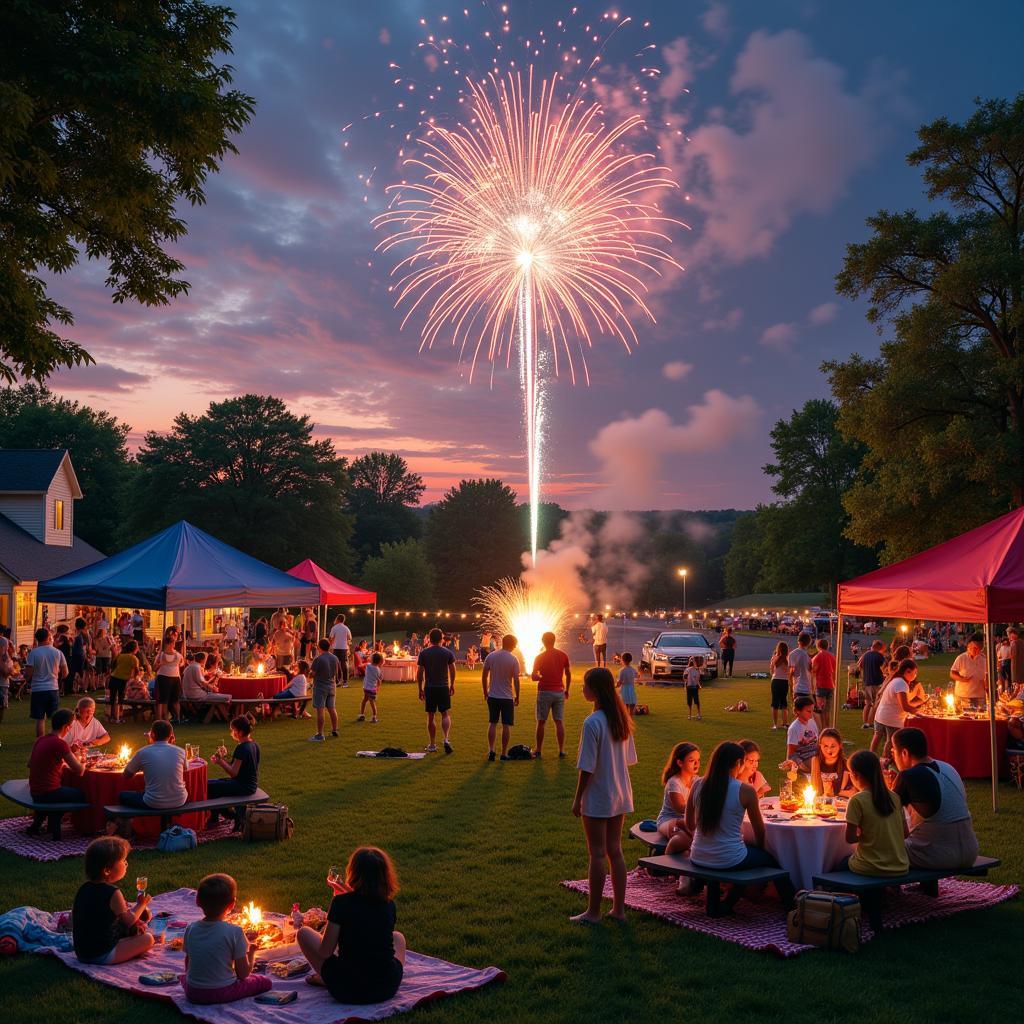 Community members enjoying festivities during Elizabethton fireworks