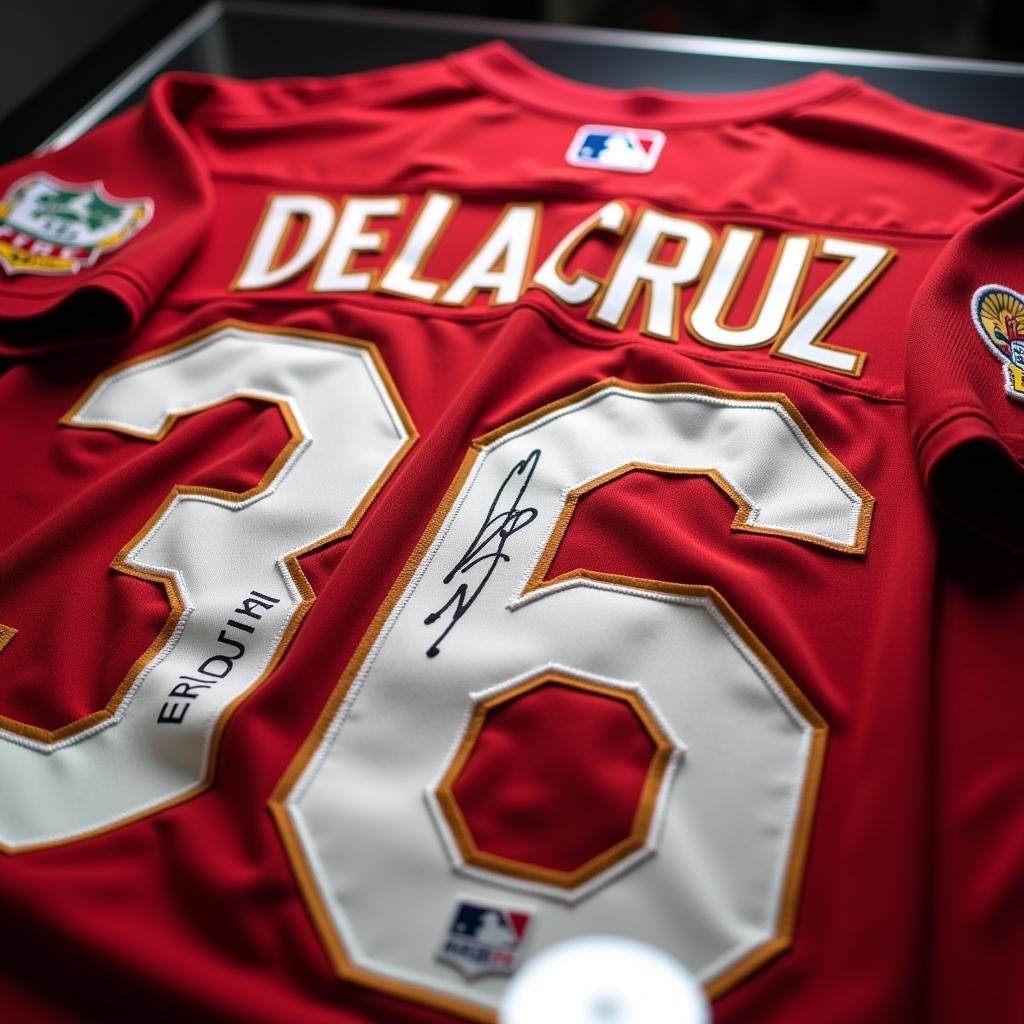 Elly De La Cruz Autographed Jersey in Display Case