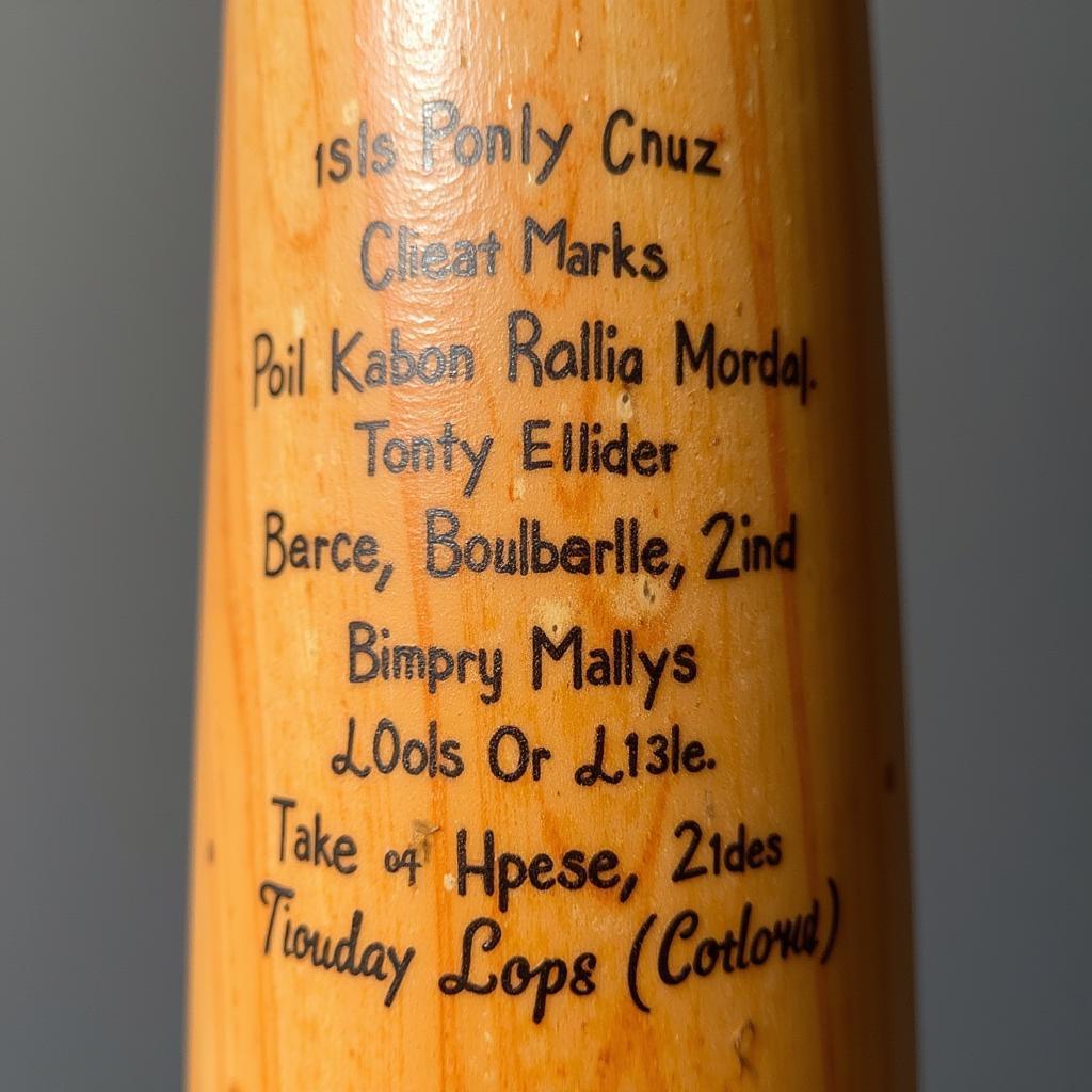 Elly De La Cruz game used bat closeup showcasing its unique markings and wear