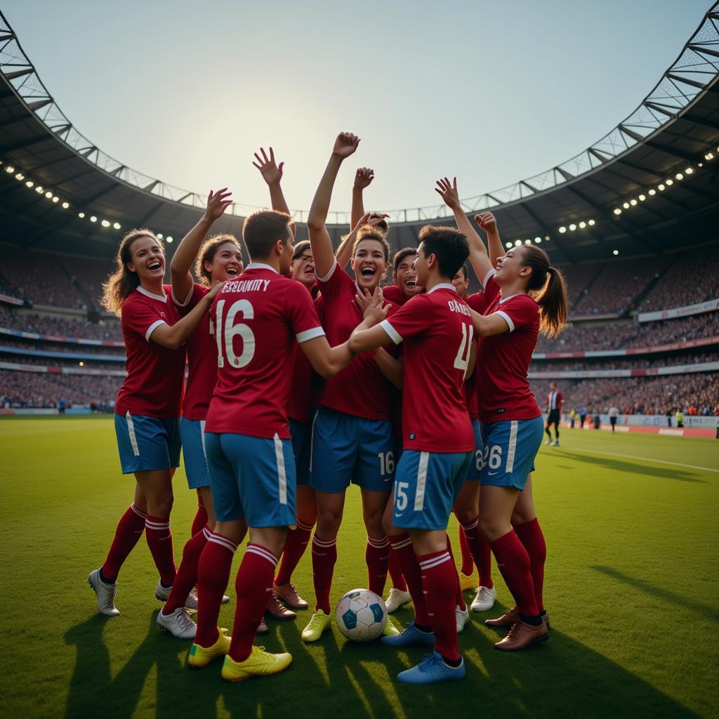 Embracing the Wish: A footballer celebrates a goal with his teammates.