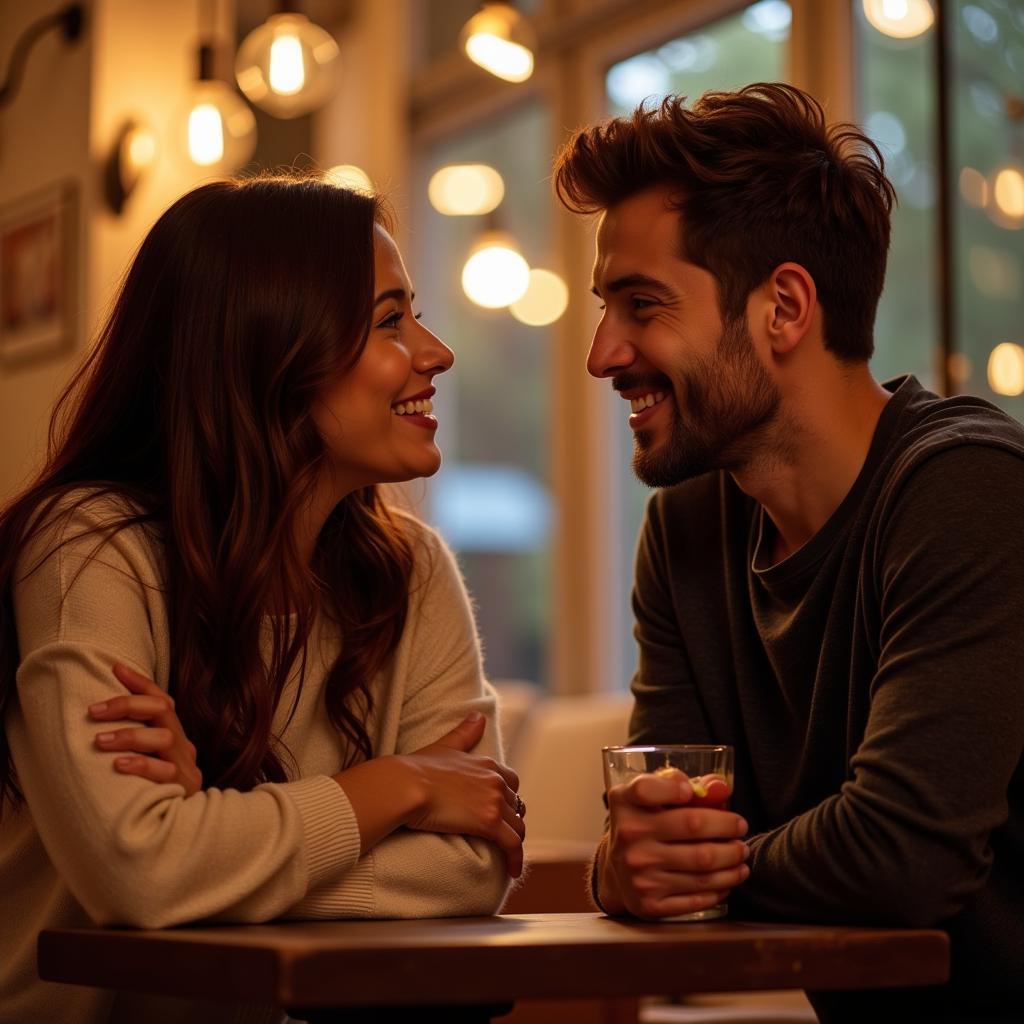 Couple Deep in Conversation on a Second Date