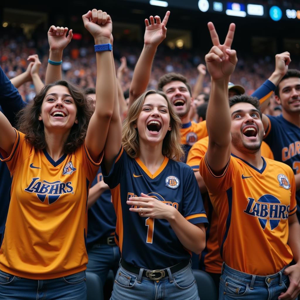 Excited Fans Wearing Jerseys