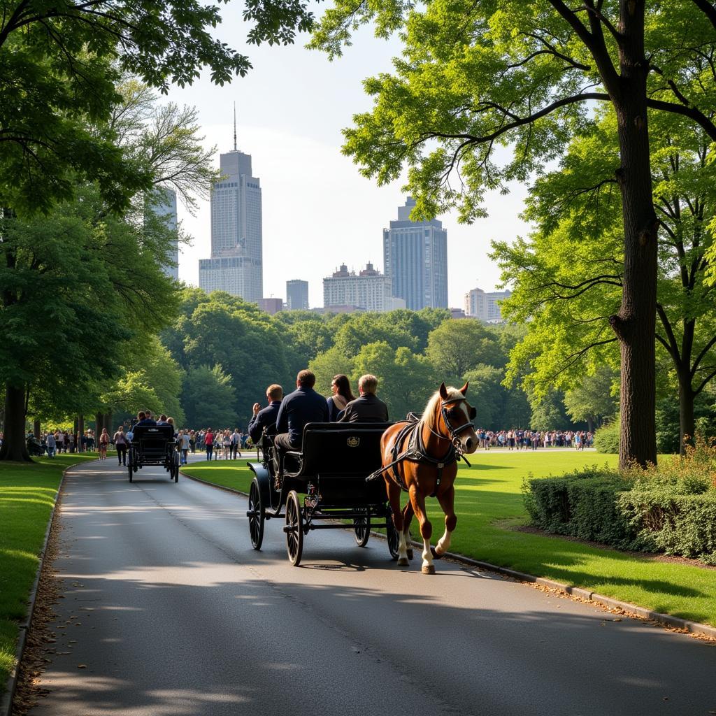 Tourists Enjoying a Carriage Ride in Central Park