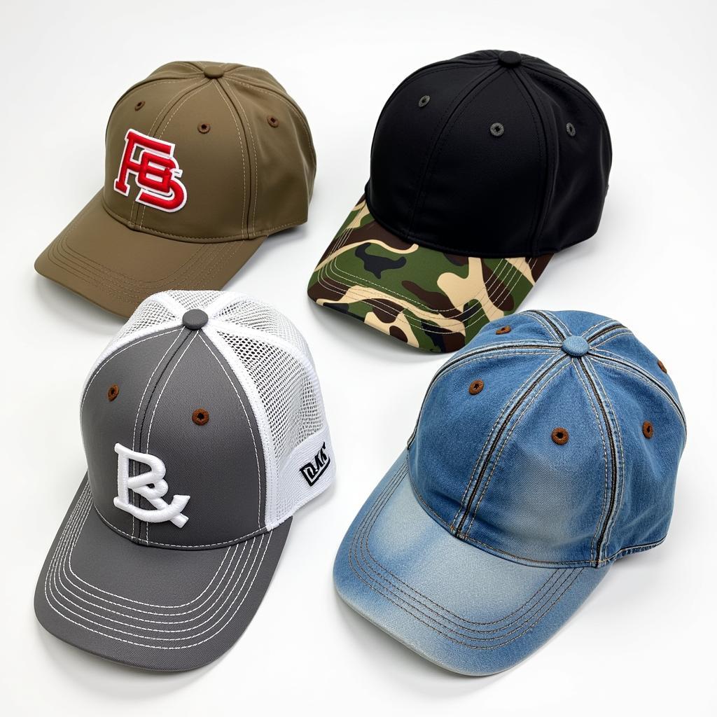 Different styles of extra large baseball caps