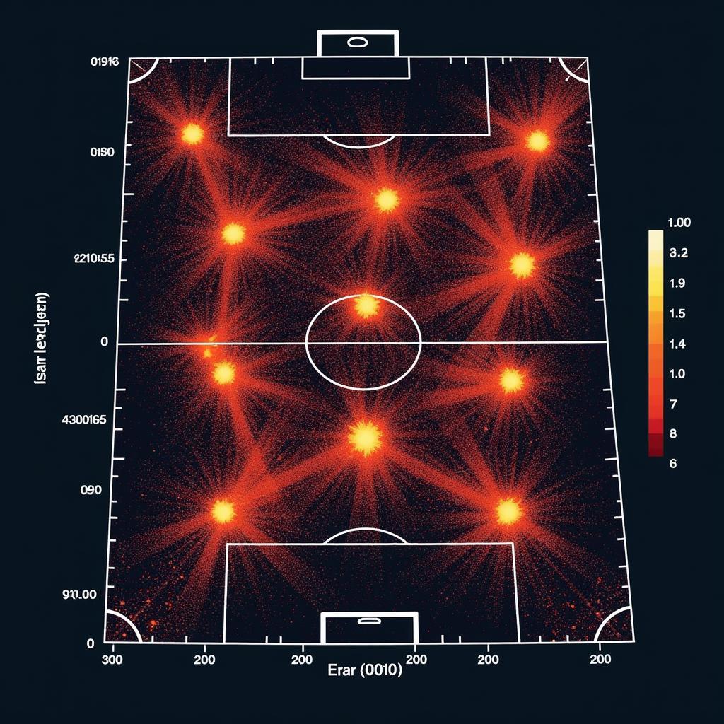 Eyan 200 midfielder heatmap showing extensive ground covered during a football match