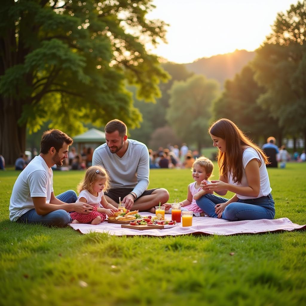 Families Enjoying a Picnic at a Buhl Park Concert