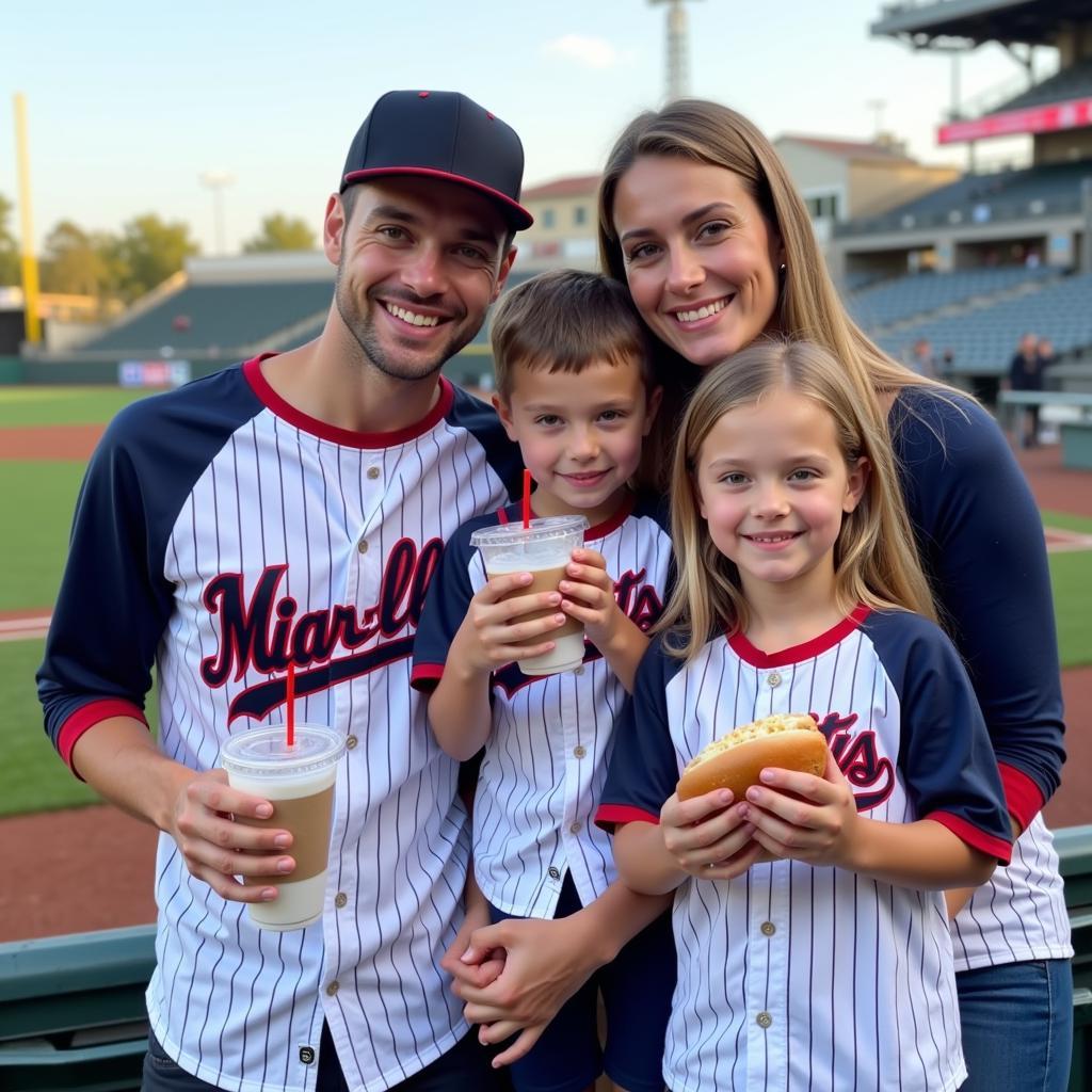 Family wearing matching baseball shirts