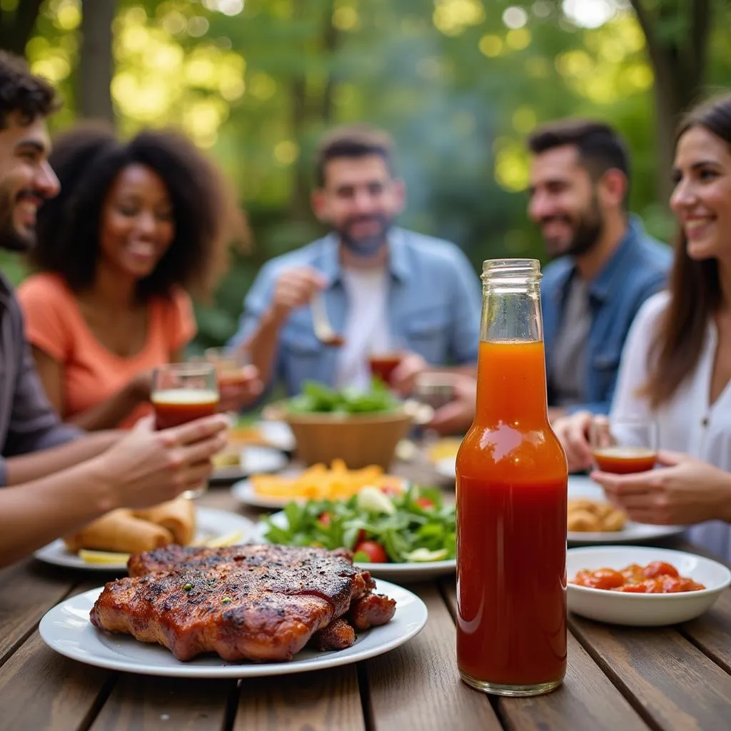 Family Enjoying Halal Barbecue