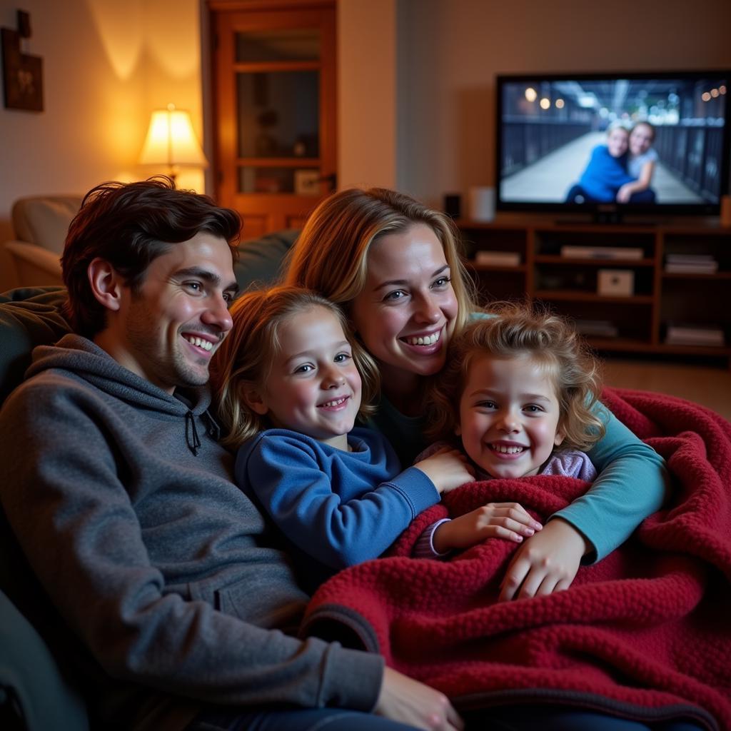 Family Movie Night with Cheer Blankets