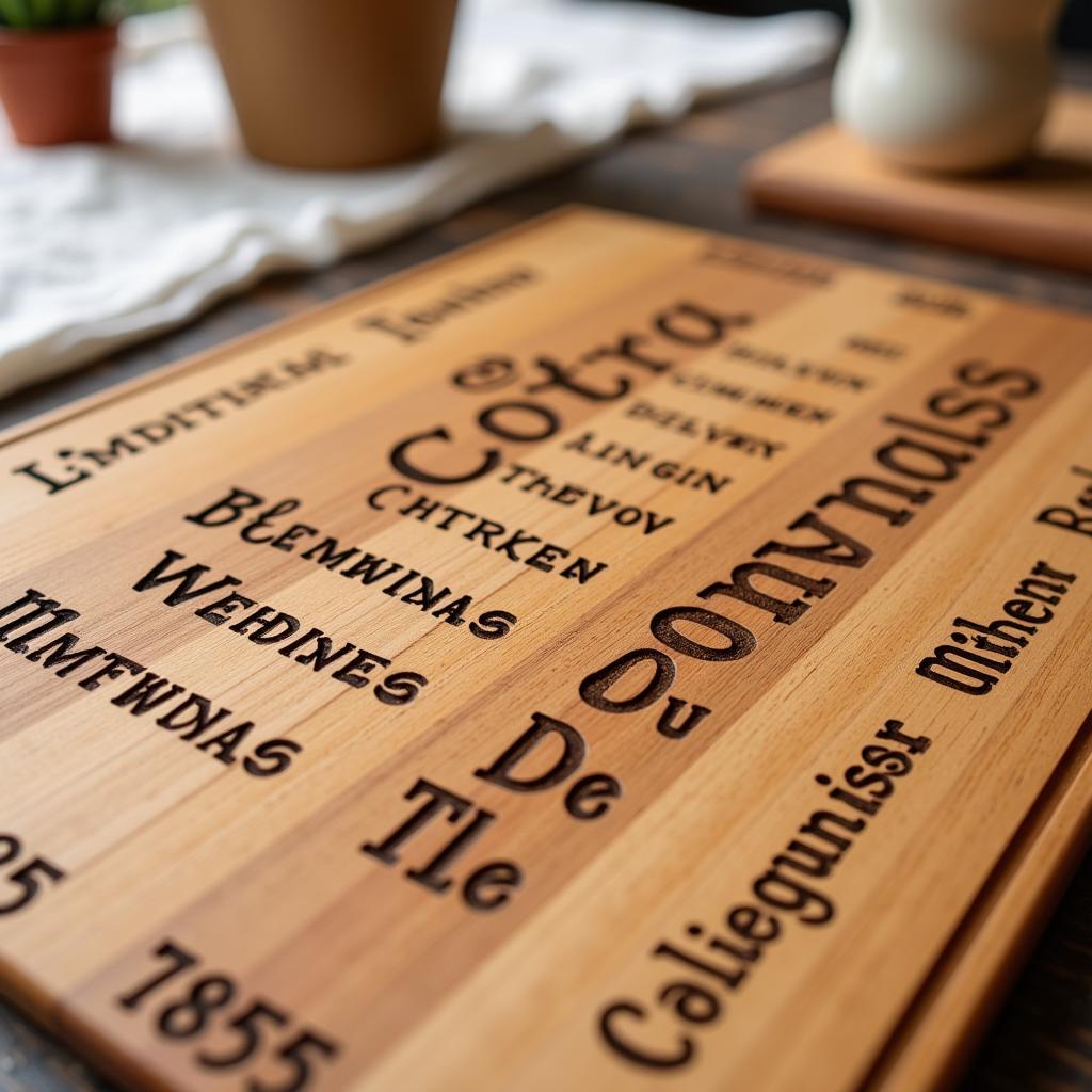 Wooden Family Plaque with Birthdays Showing Engraved Names and Dates